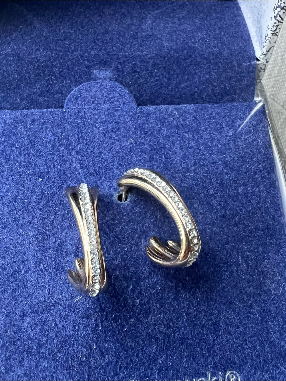 Rose Gold Crystal-Accented Hoop Earrings